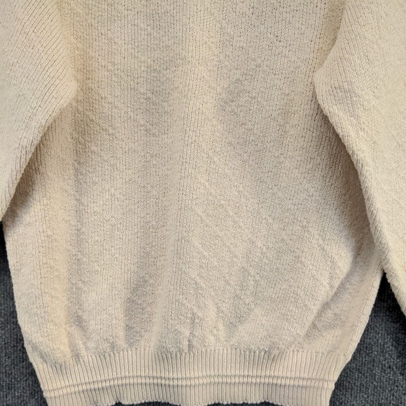 Knights Bridge Men's Spell Out Golf Sweater Cream Medium Embroidered Pullover - Picture 10 of 14